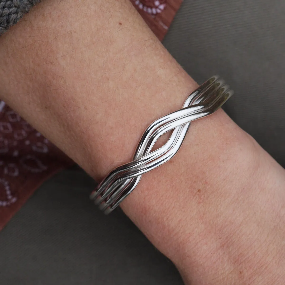 1/2" 4 Strand Overlapping Sterling Silver Cuff