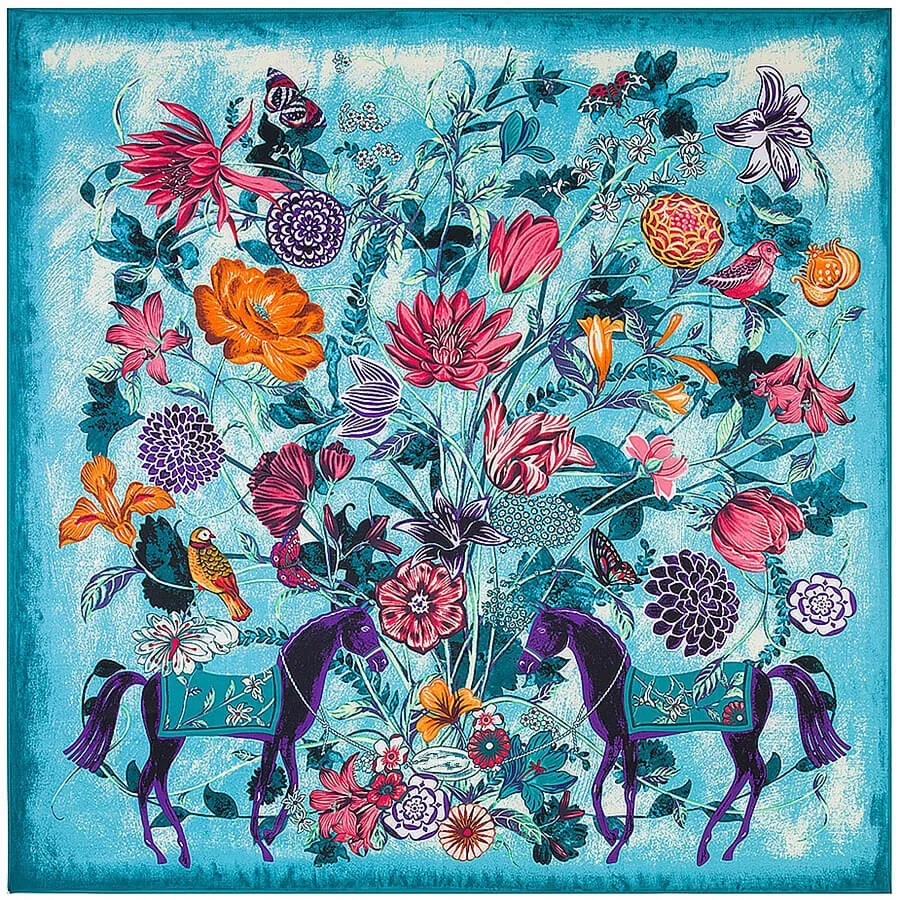 130*130CM 100% Imitation Silk Twill Silk Square Scarf Scarves Floral Tree Print Scarf-Multi Colors