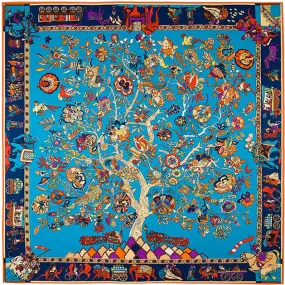 130*130CM 100% Imitation Silk Twill Silk Square Scarf Scarves Floral Tree Print Scarf-Multi Colors