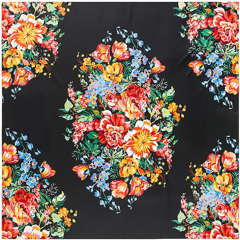 130*130CM 100% Imitation Silk Twill Silk Square Scarf Scarves Floral Tree Print Scarf-Multi Colors