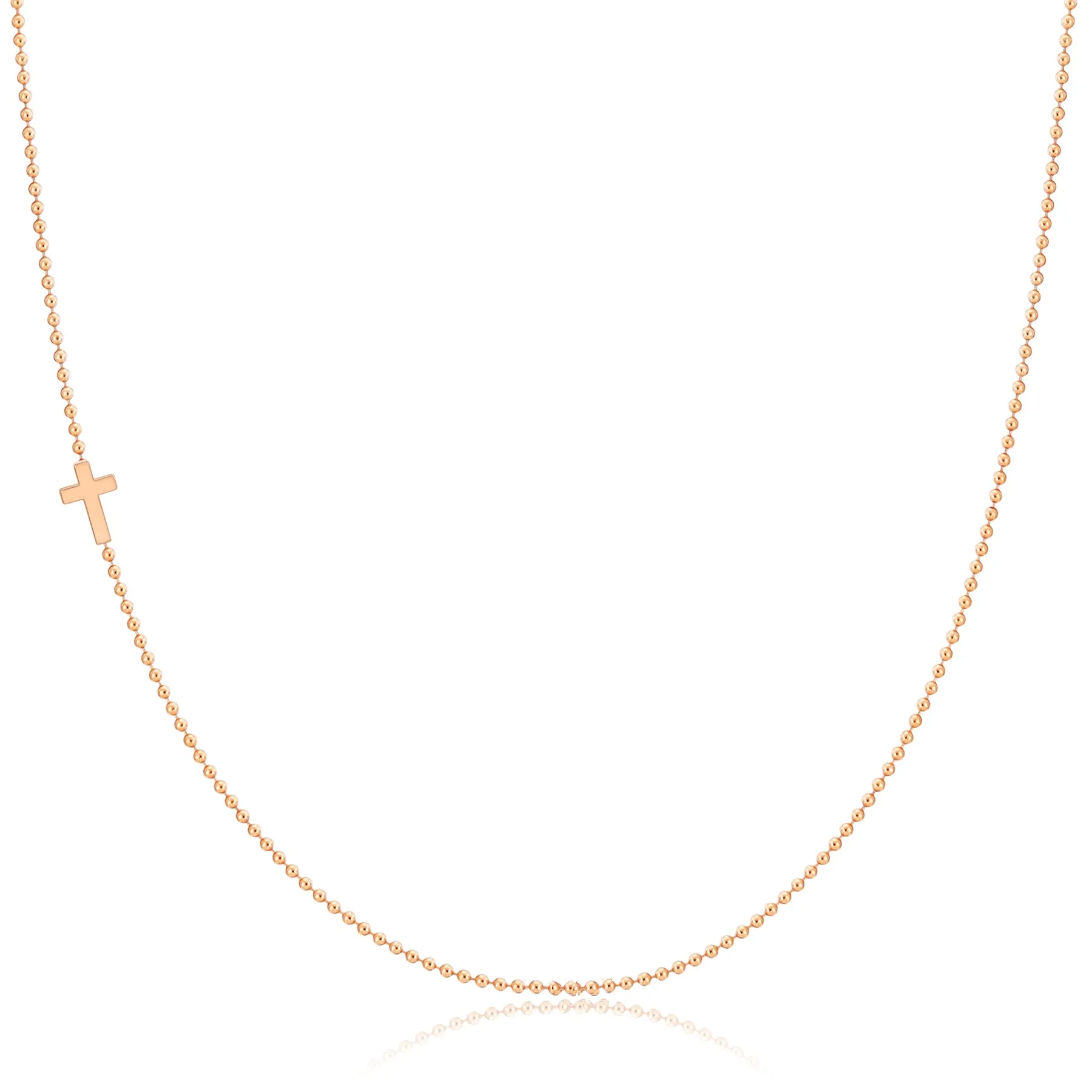 14K GOLD ASYMMETRICAL CHARM NECKLACE - Cross