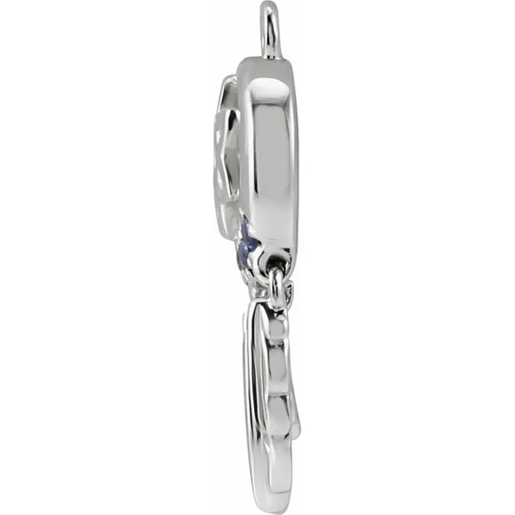 14K White Gold Blue Sapphire Dream Catcher Charm