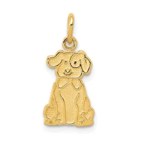 14k Yellow Gold Textured Polished Finish Puppy Charm Pendant