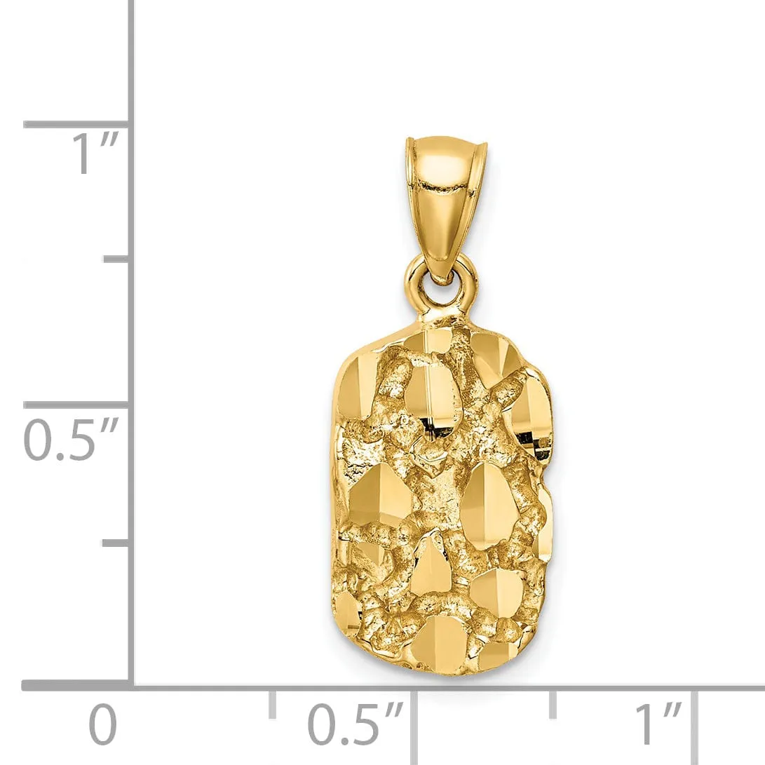 14K Yellow Golid Soild Textured Polished Finish Nugget Charm Pendant