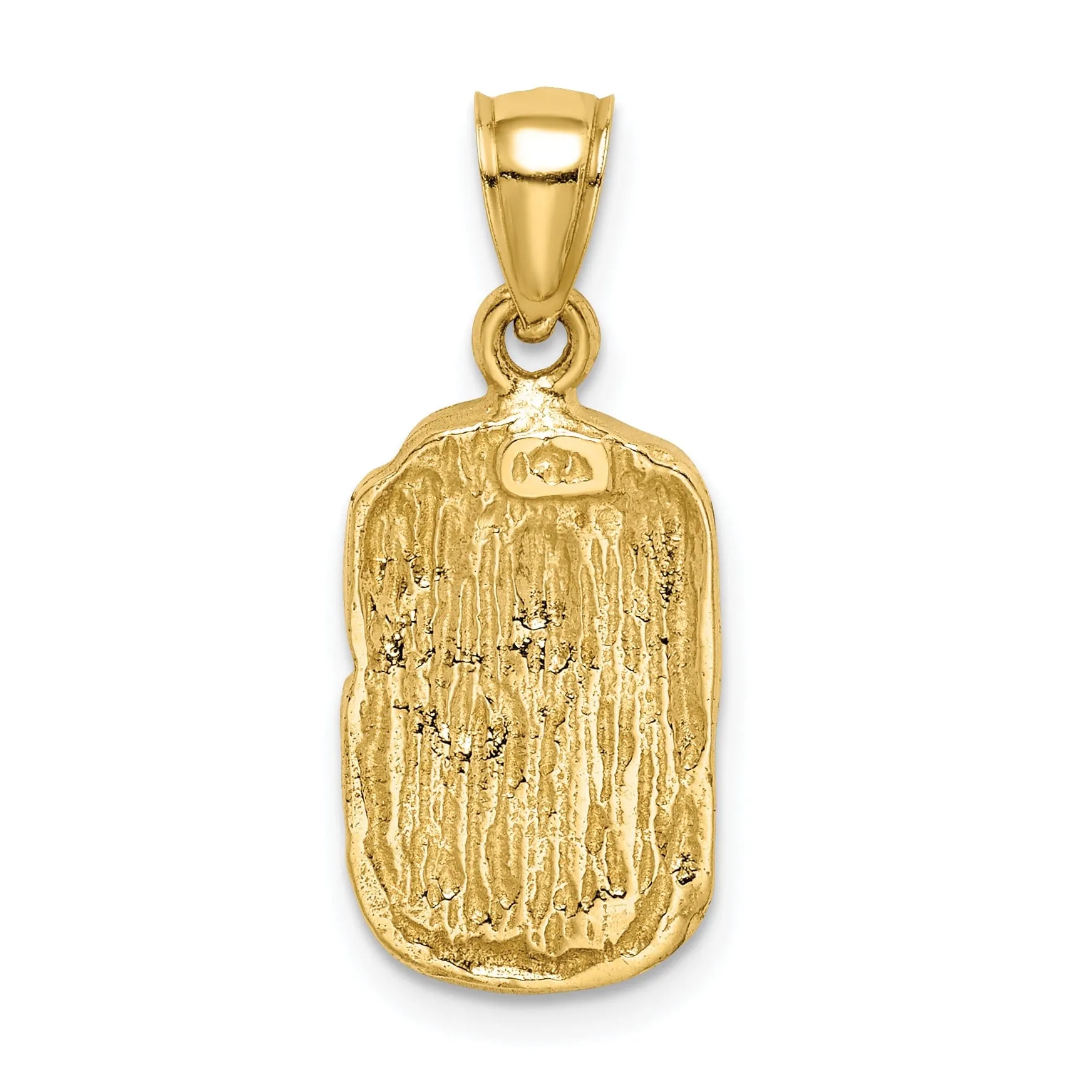 14K Yellow Golid Soild Textured Polished Finish Nugget Charm Pendant