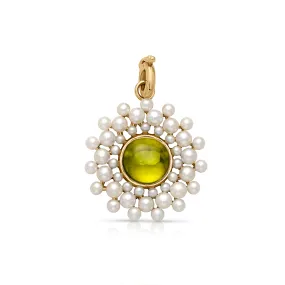 14KY Juliet Cluster Charm Pearl and Peridot