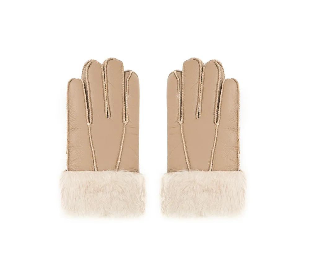 AUSTRALIAN SHEPHERD® Leather Fluffy Sheepskin Wool Stitching Gloves