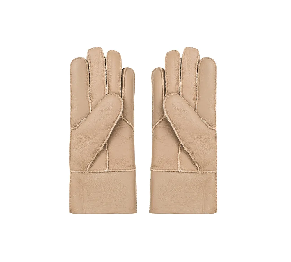 AUSTRALIAN SHEPHERD® Leather Fluffy Sheepskin Wool Stitching Gloves