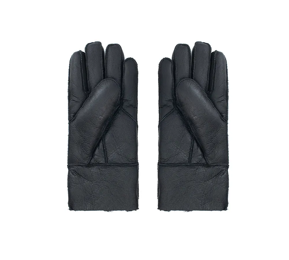 AUSTRALIAN SHEPHERD® Leather Fluffy Sheepskin Wool Stitching Gloves