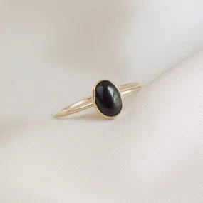 Black Onyx Dainty Oval Minimalist Ring