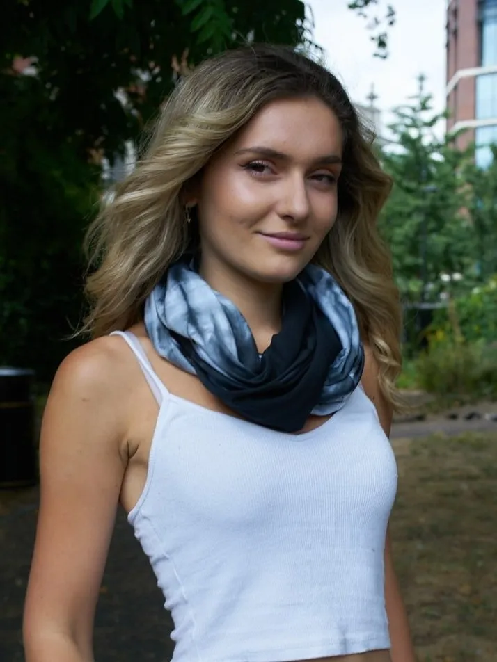 Black Tie-Dye GOTS Organic Cotton Infinity Scarf