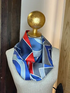 Blue Designer Silk Twill Infinity Scarf