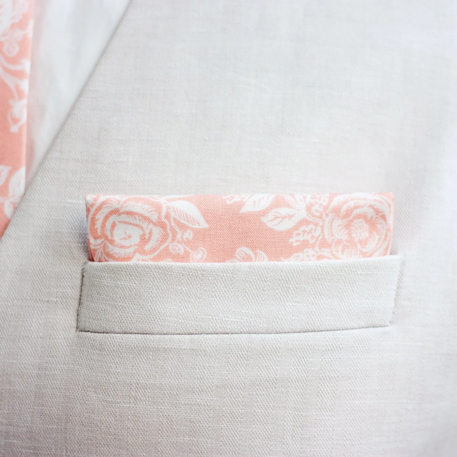 Boy's Pocket Square / Peach Toile