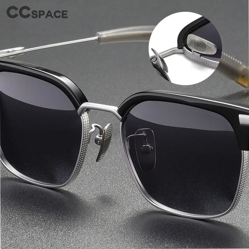 CCspace Men's Full Rim Square Titanium Acetate Polarized Sunglasses 56249