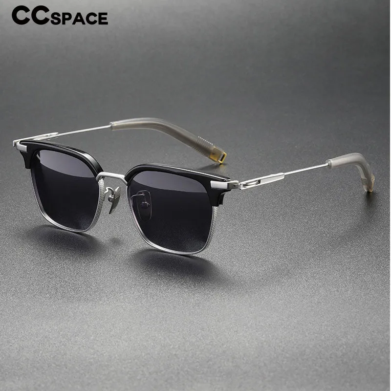 CCspace Men's Full Rim Square Titanium Acetate Polarized Sunglasses 56249