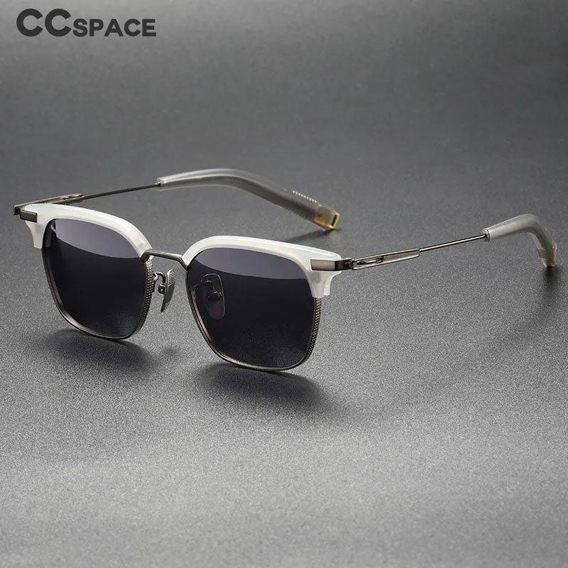 CCspace Men's Full Rim Square Titanium Acetate Polarized Sunglasses 56249