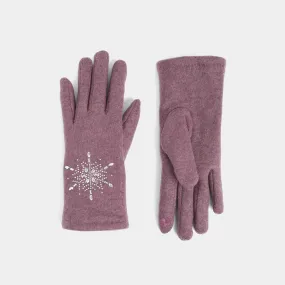 Christmas Snowflake Touchscreen Gloves - Plum