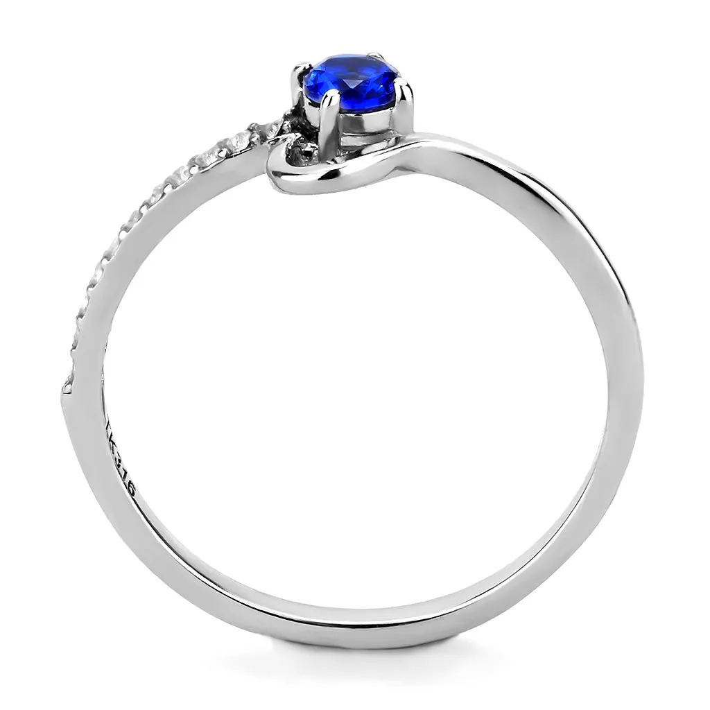 CJ114 Wholesale Women's Stainless Steel AAA Grade Cubic Zirconia London Blue Solitaire Minimal Ring