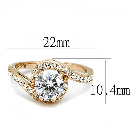 CJE3178 Wholesale Women's Stainless Steel IP Rose Gold AAA Grade CZ Clear Minimal Ring