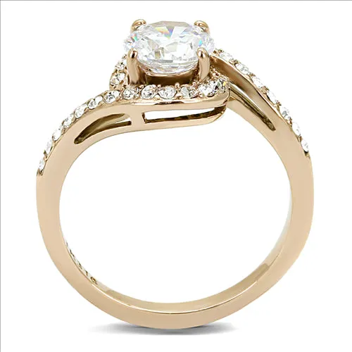 CJE3178 Wholesale Women's Stainless Steel IP Rose Gold AAA Grade CZ Clear Minimal Ring