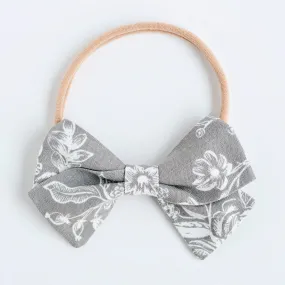 Classic Hair Bow Clip Or Headband / Grey Toile