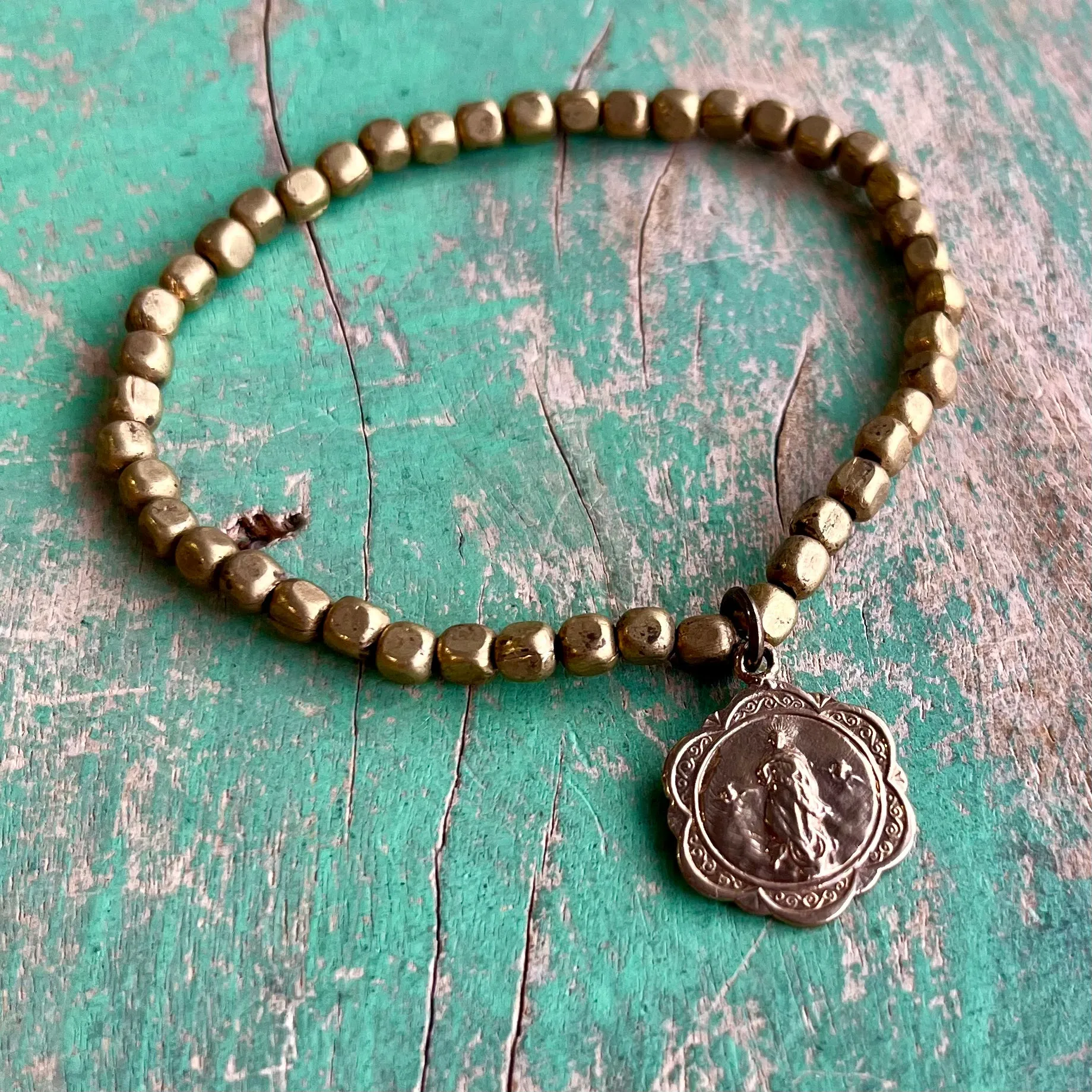 Dainty Brass Bronze and Silver Bracelet