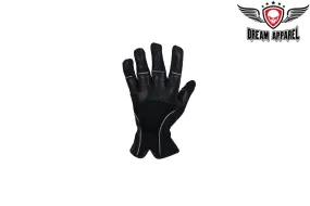 Dream Apparel Black Leather Motorcycle Riding Gloves