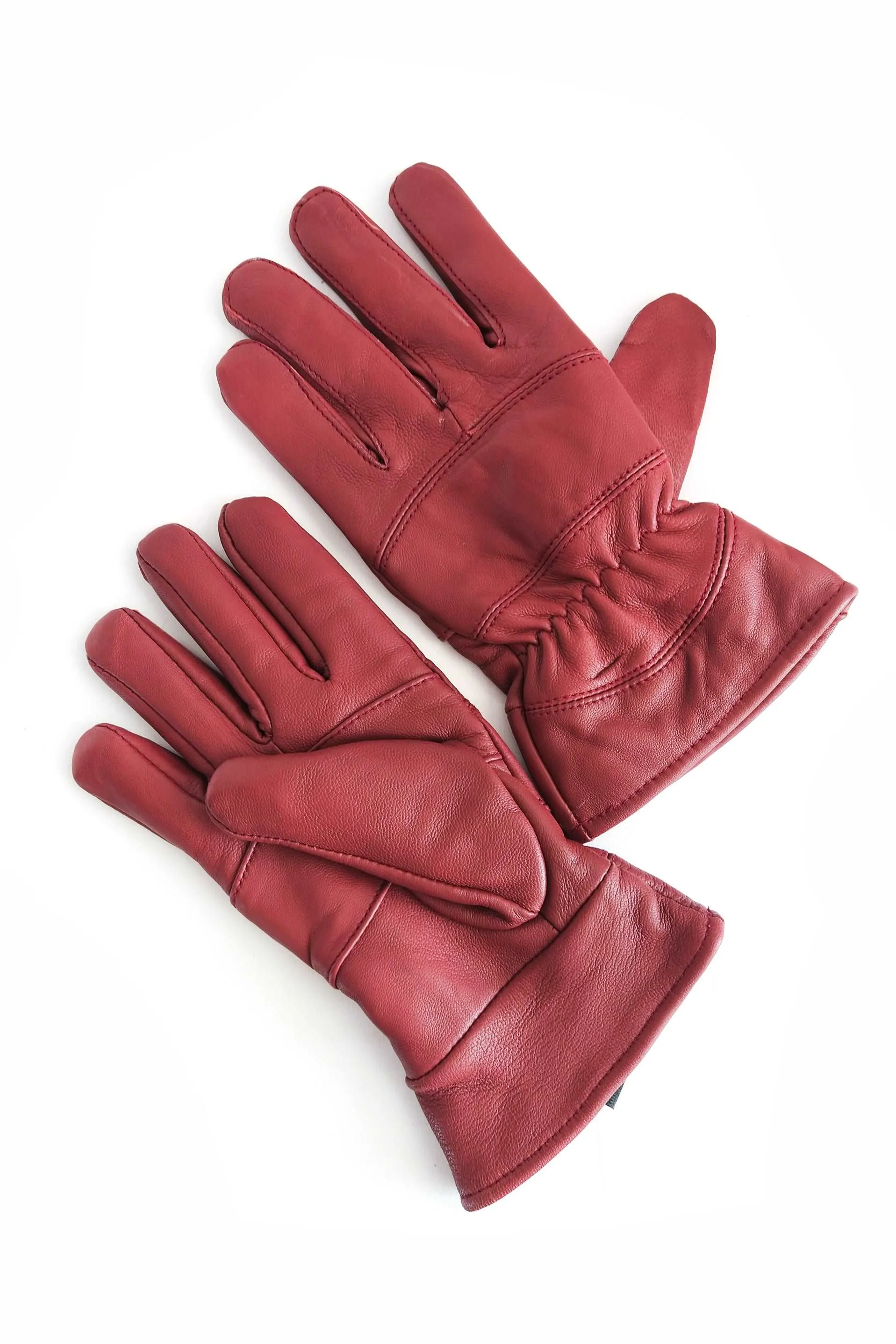 Durable Women's  Sheep Leather Winter Gloves // Dark Red