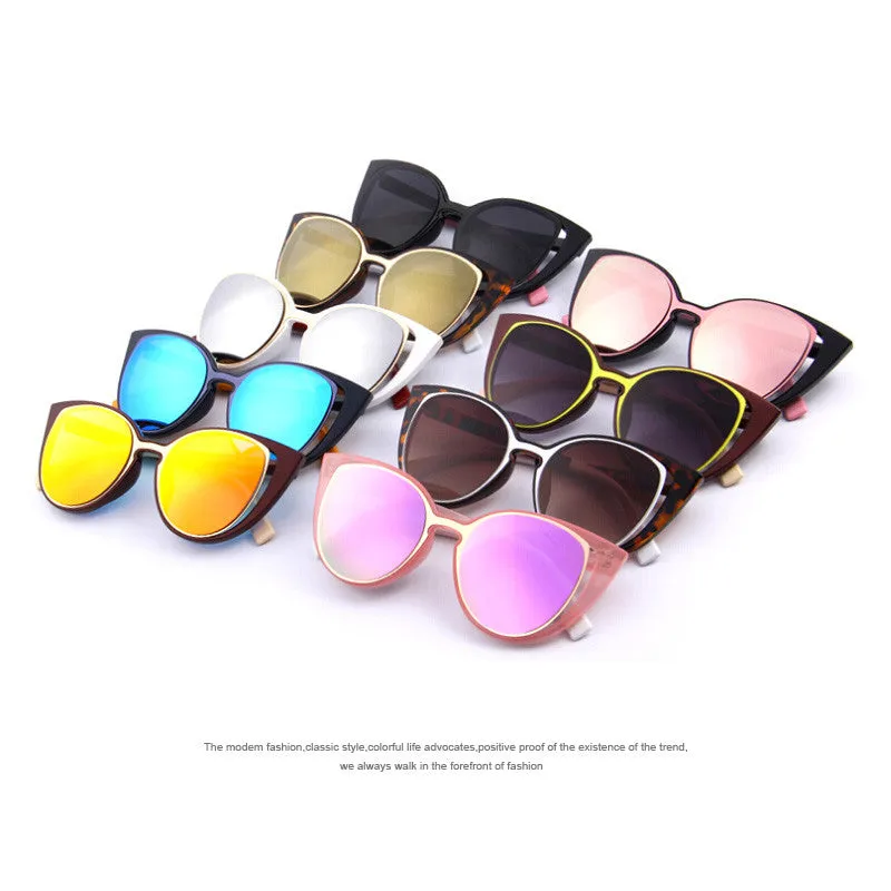 Fashion Cat Eye Sunglasses Women Brand Designer Retro Pierced Female Sun Glasses oculos de sol feminino UV400