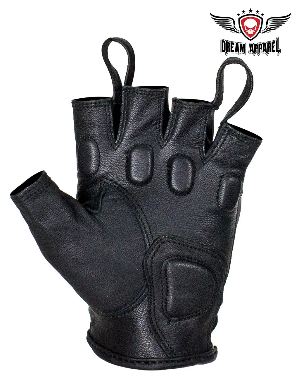 Fingerless Naked Cowhide Leather Motorcycle Gloves