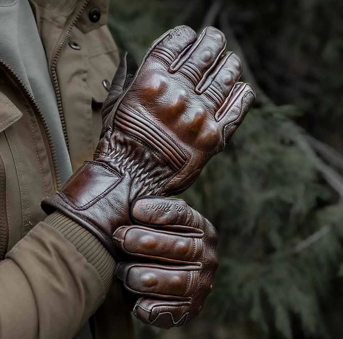 Full Gauntlet Motorcycle Gloves • Brown