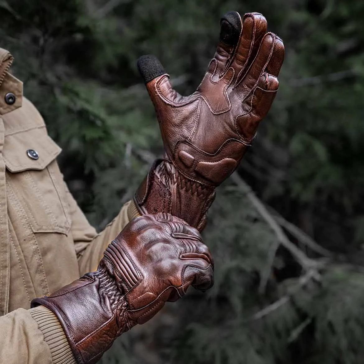 Full Gauntlet Motorcycle Gloves • Brown