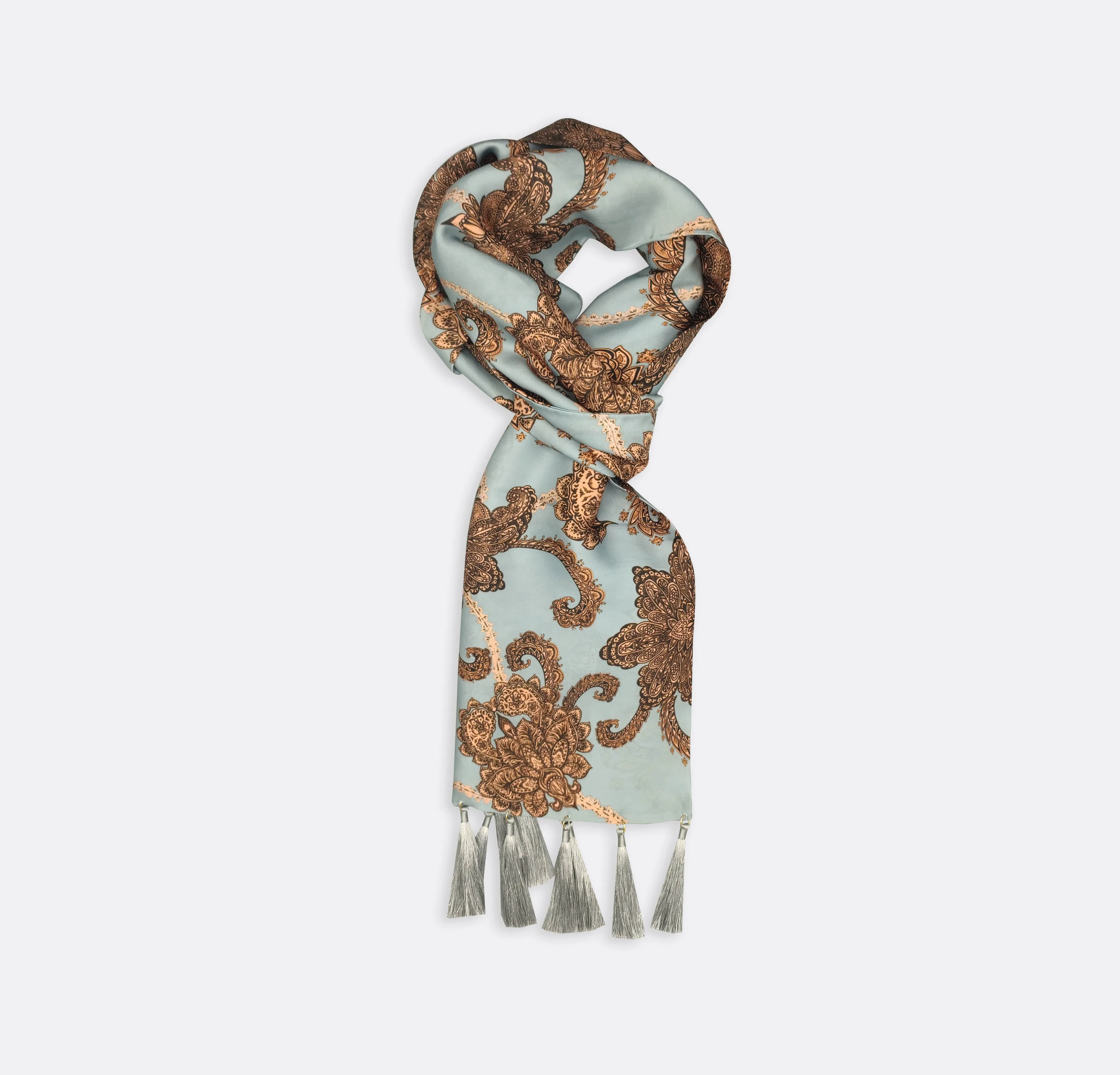 Grey BOX PLEATED - silk scarves