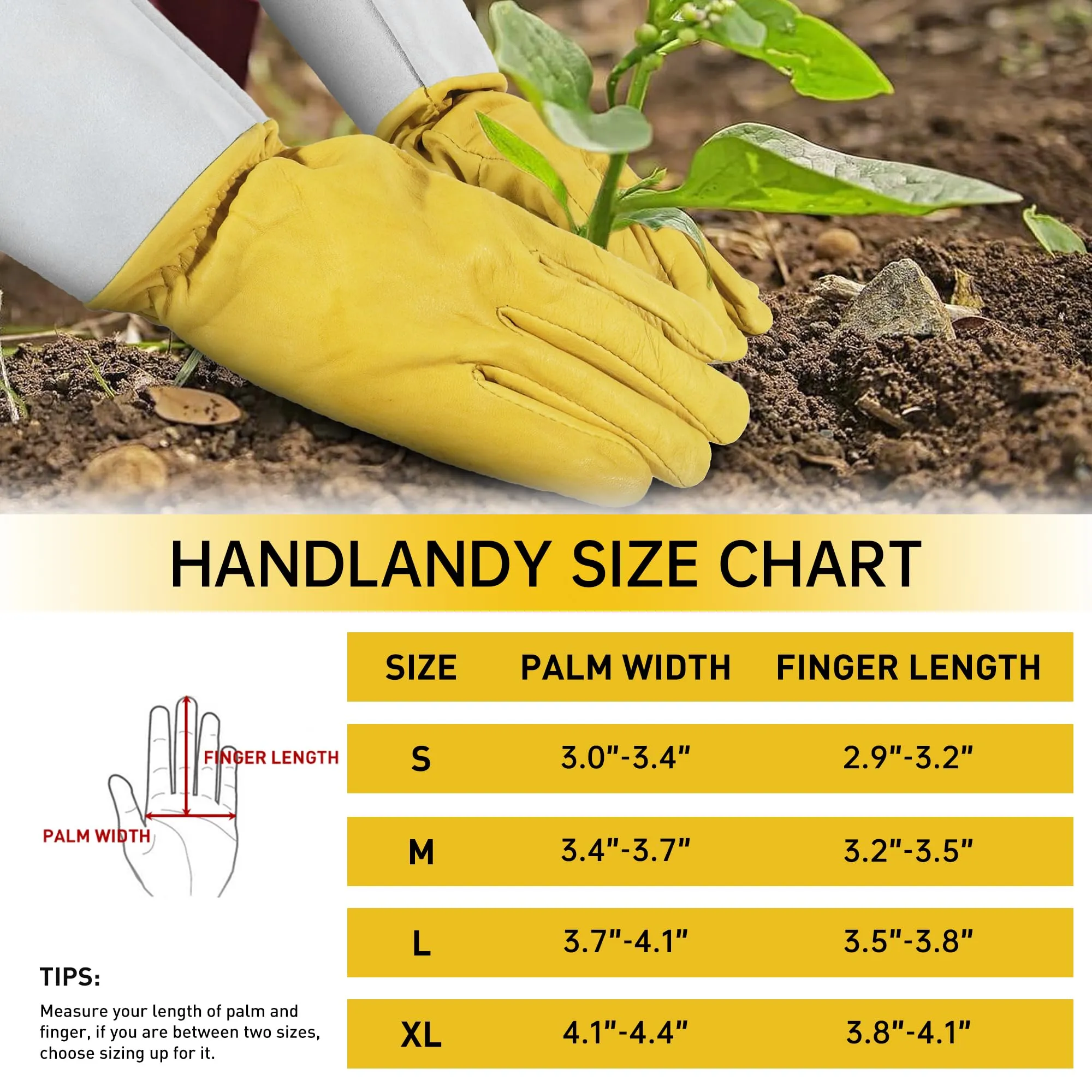 Handlandy Men Women Gardening Pruning Gloves Thorn Proof Pigskin 1601