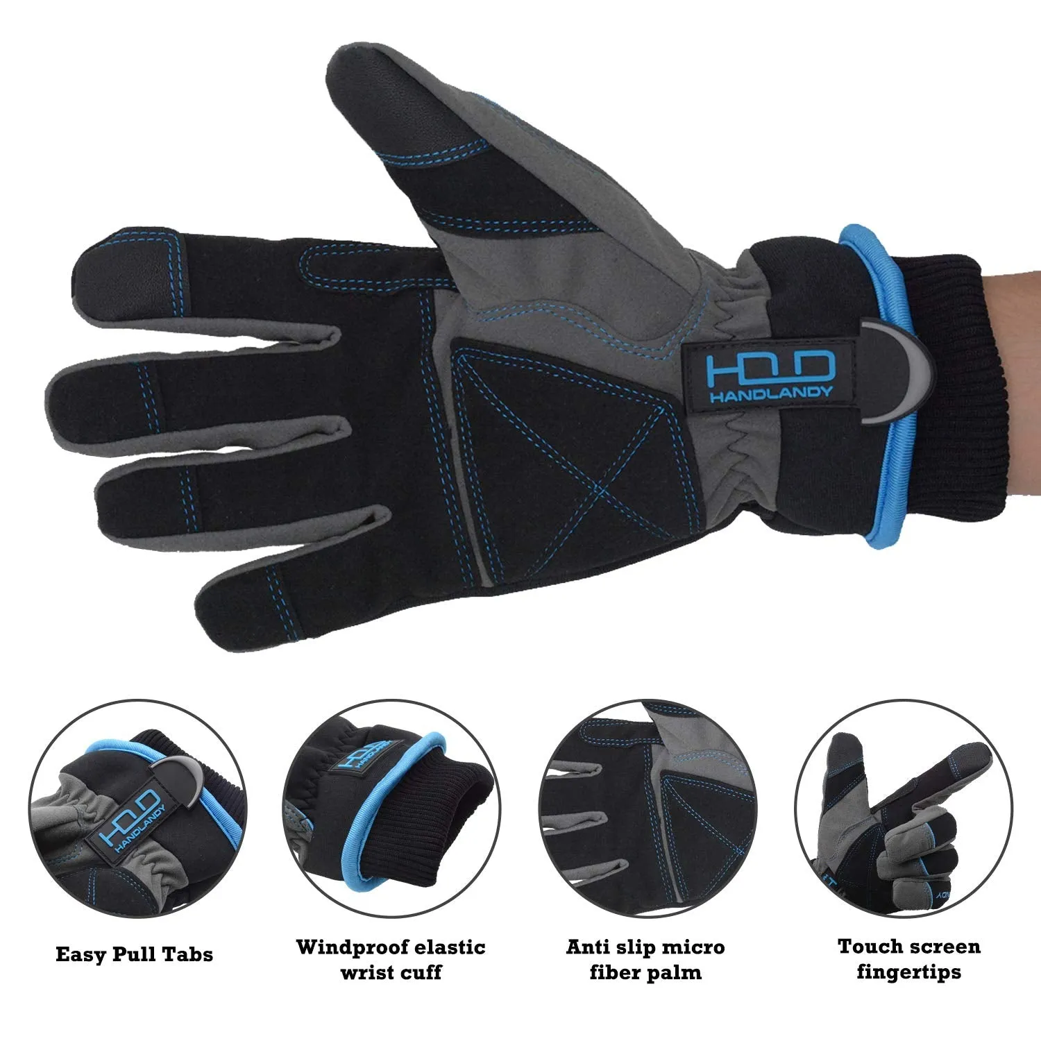 Handlandy Men Women Winter Gloves TouchScreen Ski Snowboard 8015 (6/12 Pairs)