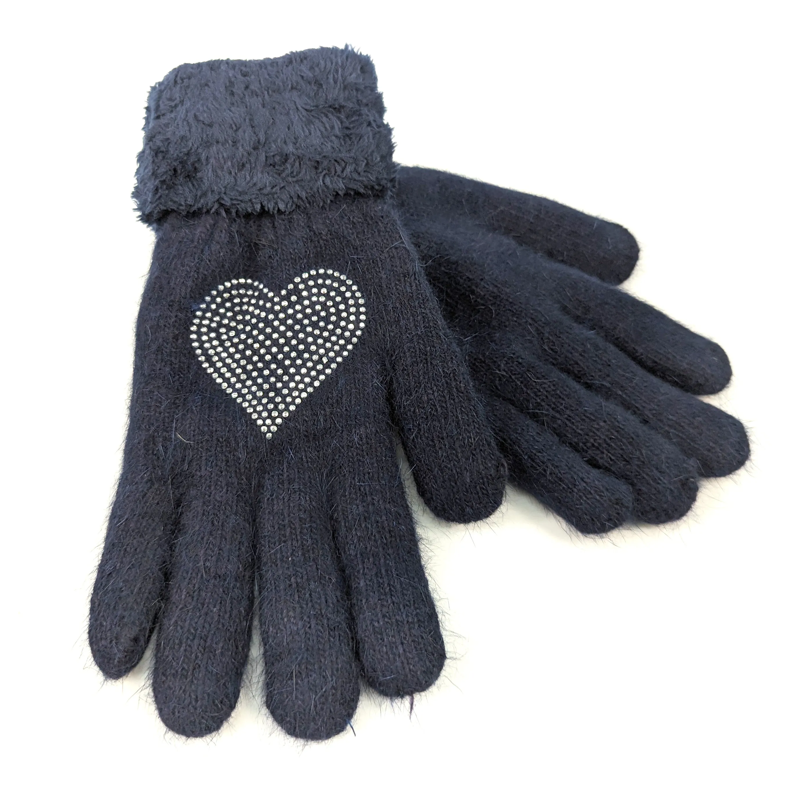 Heart Faux Fur Gloves