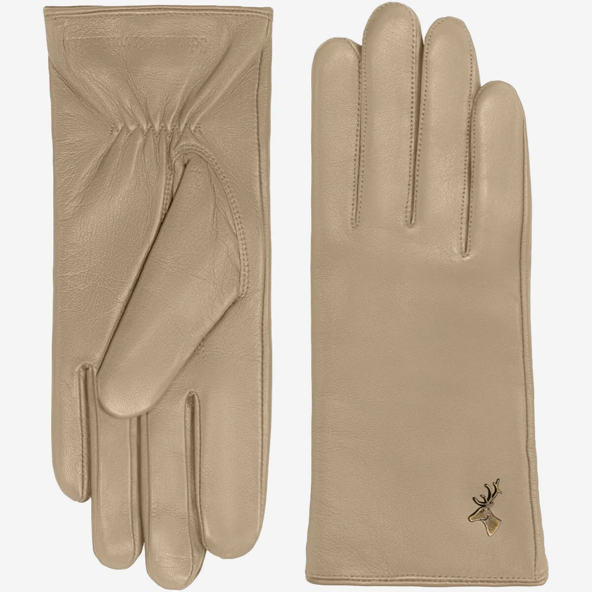 Ivy (beige) – sheepskin leather gloves with wool/cashmere lining & touchscreen feature