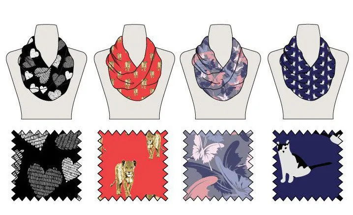 ladies conversational print scarves Case of 60