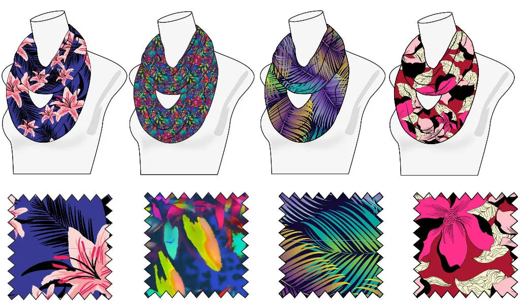 ladies tropical infinity scarves Case of 60