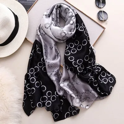 Luxury brand hijab summer women scarves soft long print silk scarves lady shawl