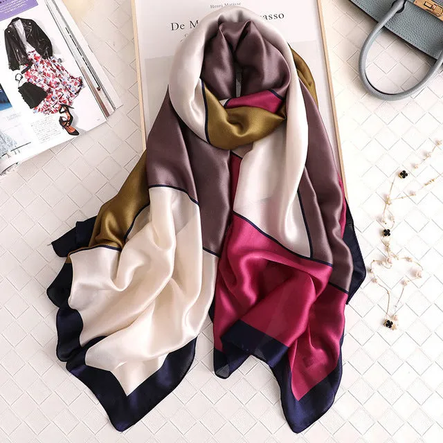 Luxury brand hijab summer women scarves soft long print silk scarves lady shawl