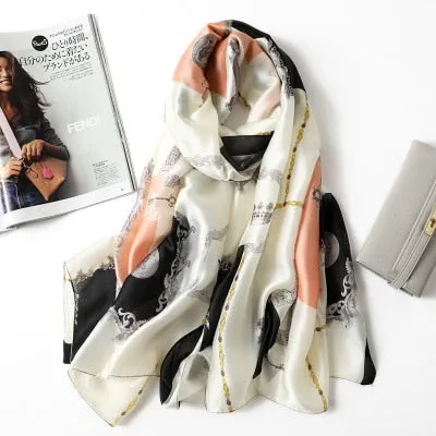 Luxury brand hijab summer women scarves soft long print silk scarves lady shawl