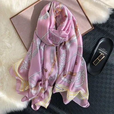 Luxury brand hijab summer women scarves soft long print silk scarves lady shawl