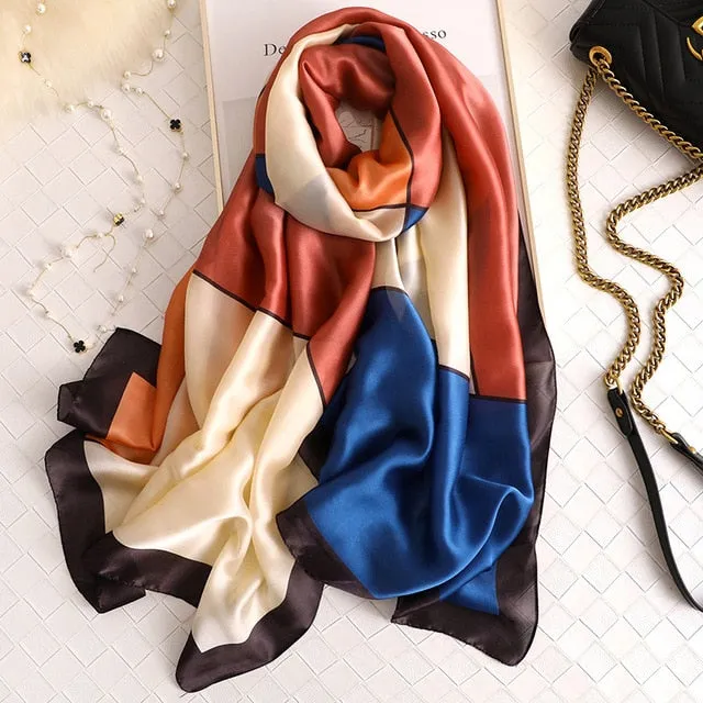 Luxury brand hijab summer women scarves soft long print silk scarves lady shawl