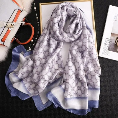 Luxury brand hijab summer women scarves soft long print silk scarves lady shawl