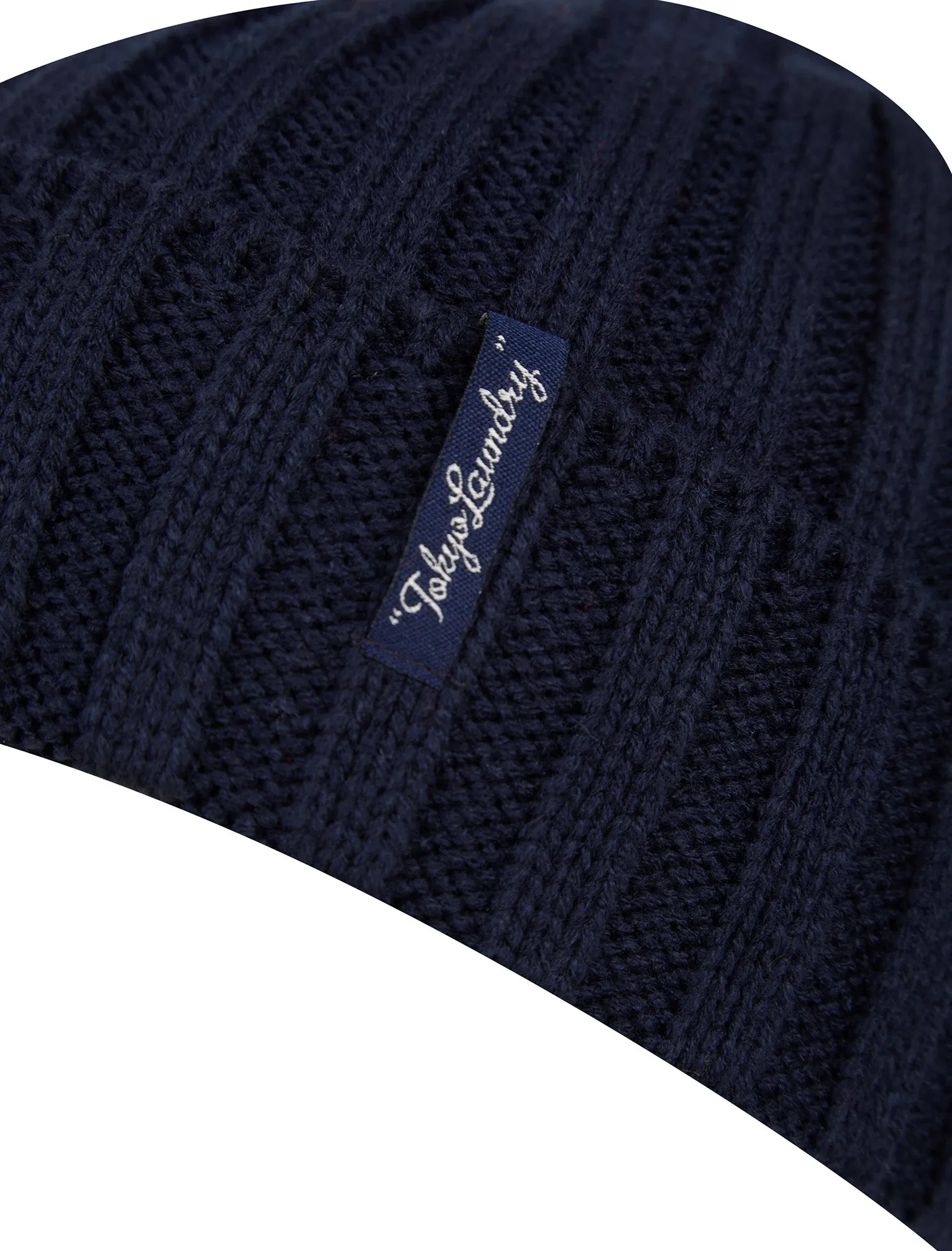 Men's Arnkell Chunky Ribbed Knit Beanie Hat in Sky Captain Navy - Tokyo Laundry