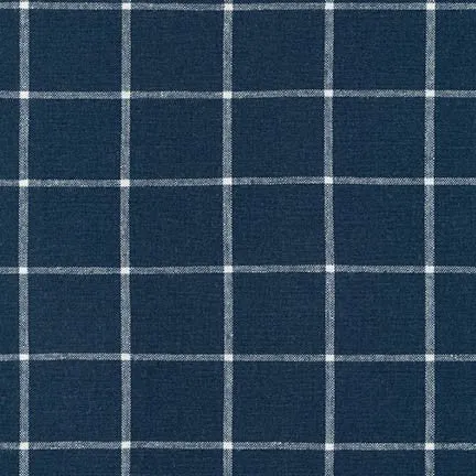 Men's Pocket Square / Navy Linen Window Pane