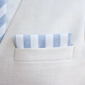 Men's Pocket Square / Wide Chambray Linen Stripe