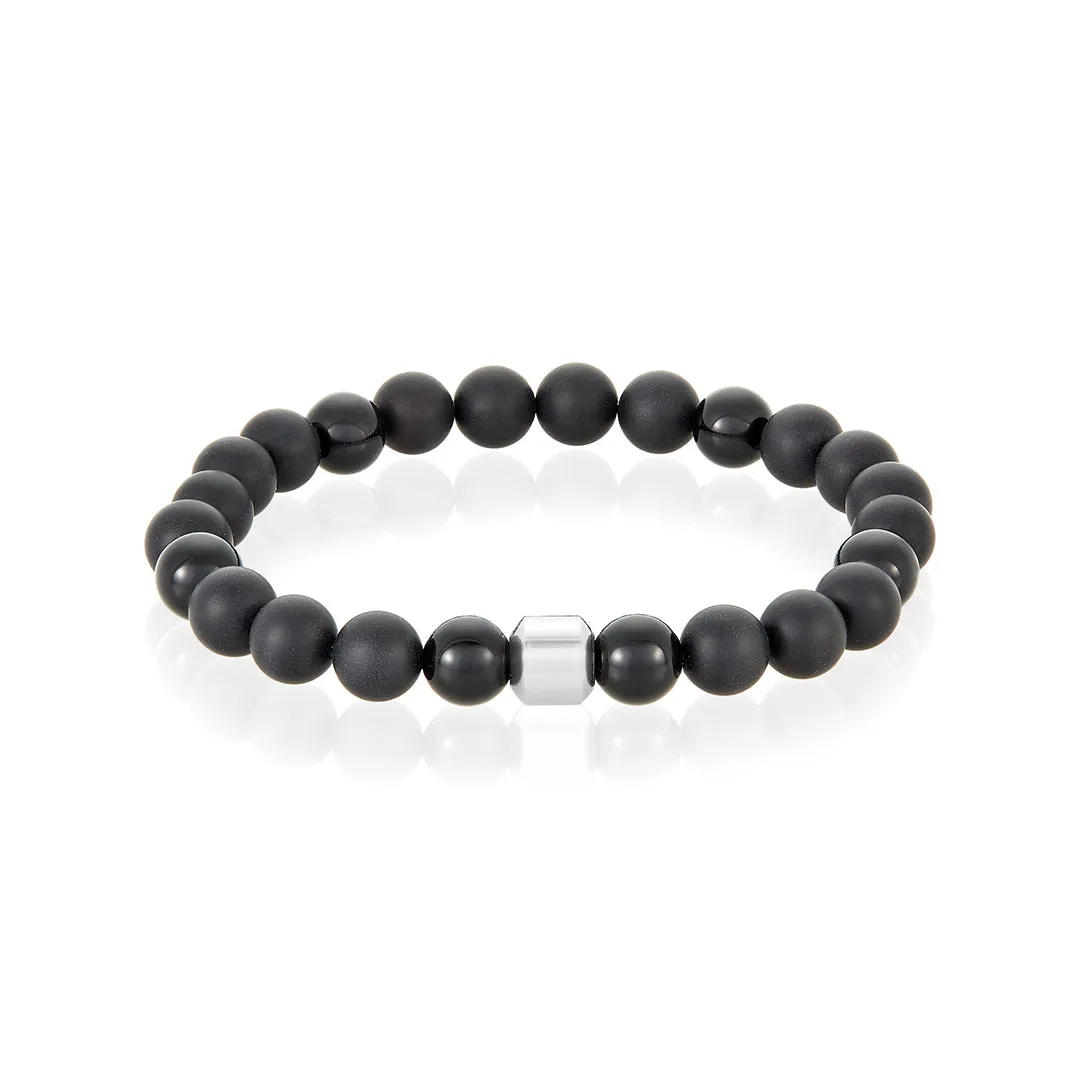 Men's Tarnish Resistant Rhodium Plated 8mm Ball Bracelet