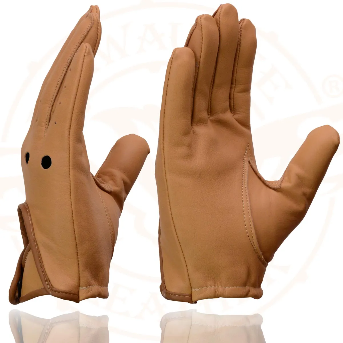 Milwaukee Leather MG7508 Men's Saddle Perforated Full-Finger Motorcycle Riding Gloves with Breathable Open Knuckle